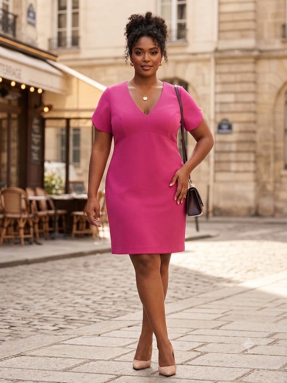 Betsey Johnson Hot Pink Midi Sheath Dress
